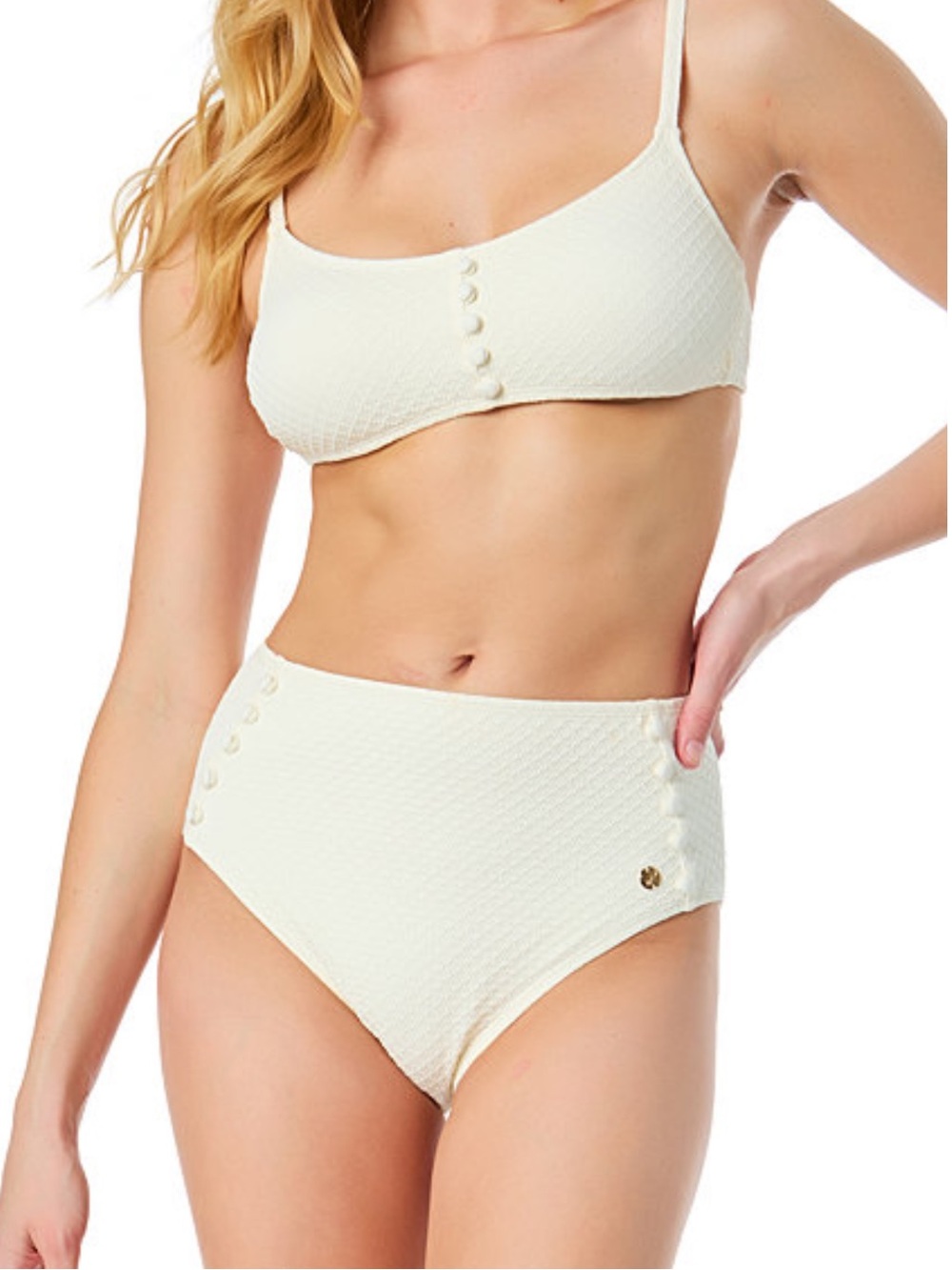 NWTs Women's CeCe La Vie A La Mer Textured Button-Front Bikini - Size Medium